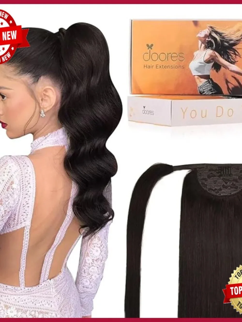 18 Inch Human Hair Ponytail Extension Clip in 80g Remy Hair